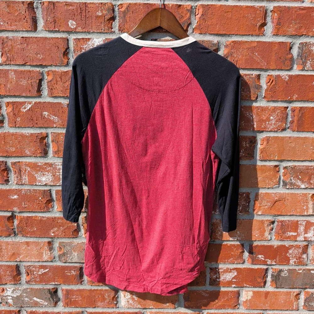 Mitchell & Ness Chicago Bulls Henley Mens Small Red Black 3/4 Sleeve Raglan - Picture 2 of 5